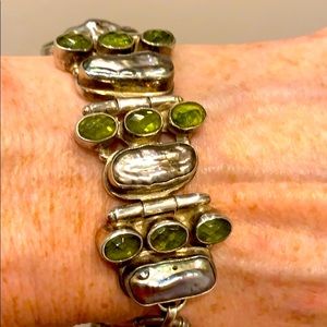 Sterling, peridot and mother of Pearl bracelet